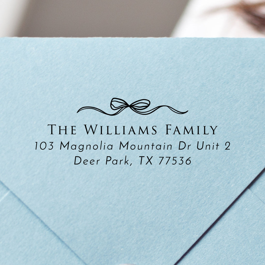 Ribbon Bow Return Address Stamp