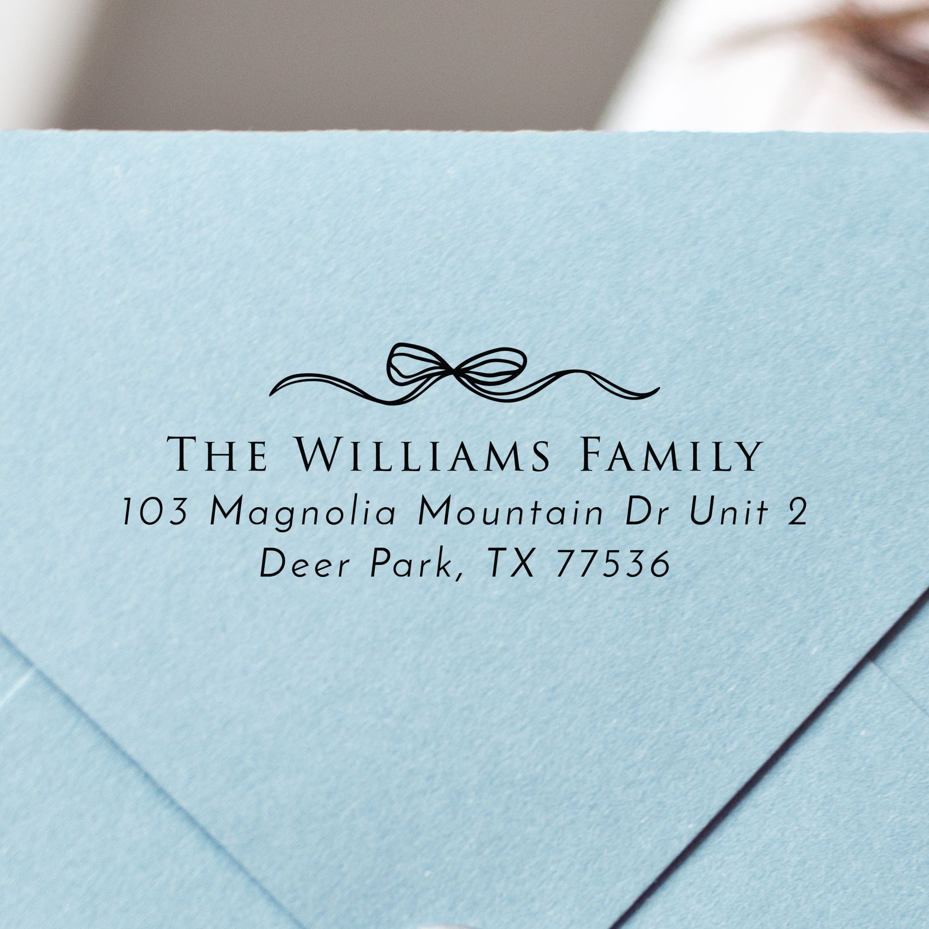 Ribbon Bow Return Address Stamp