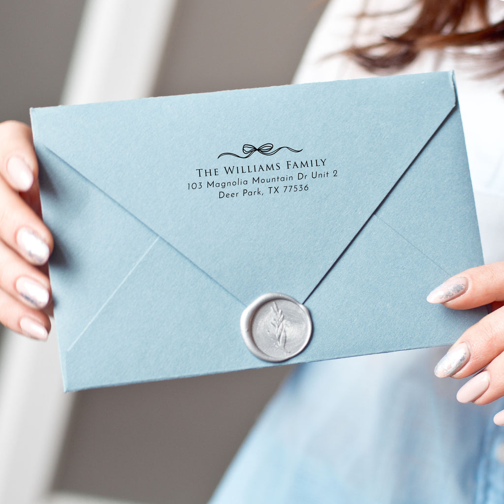 Ribbon Bow Return Address Stamp