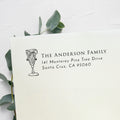 Dinner Party Glass Return Address Stamp v2