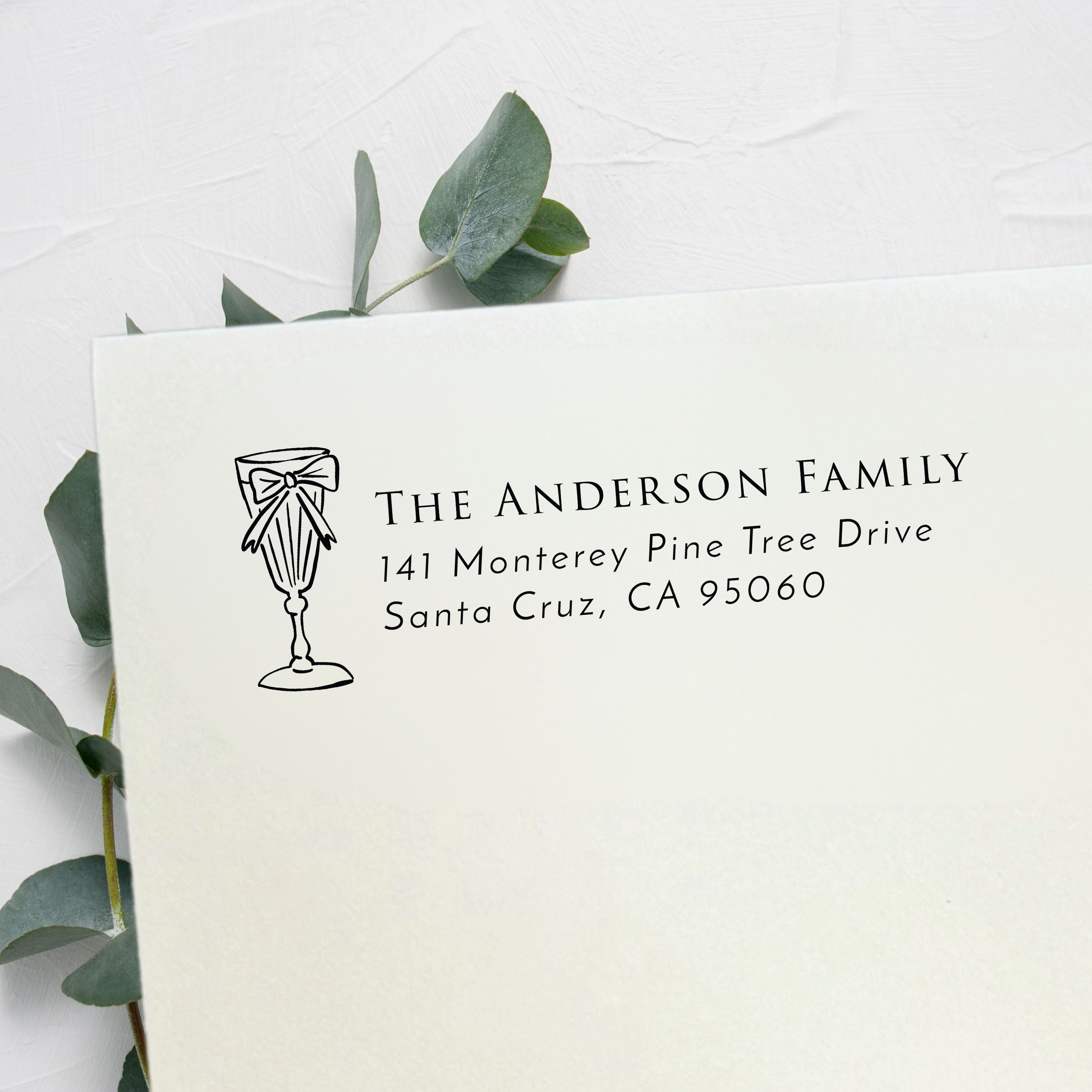Dinner Party Glass Return Address Stamp v2