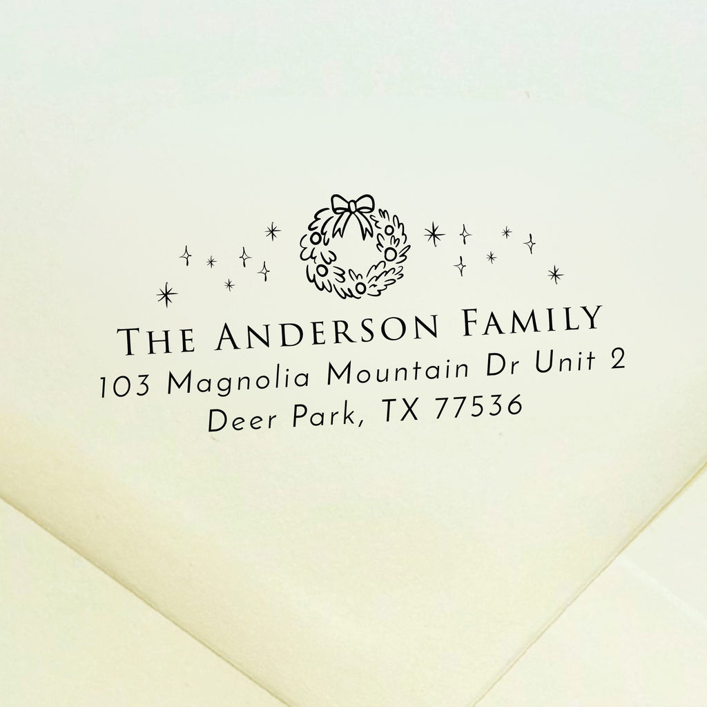 Christmas Wreath Return Address Stamp