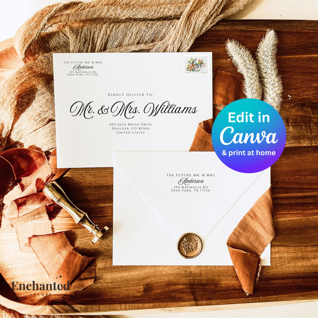 Romantic Envelope Canva Template (+ Bonus Christmas Card Version)