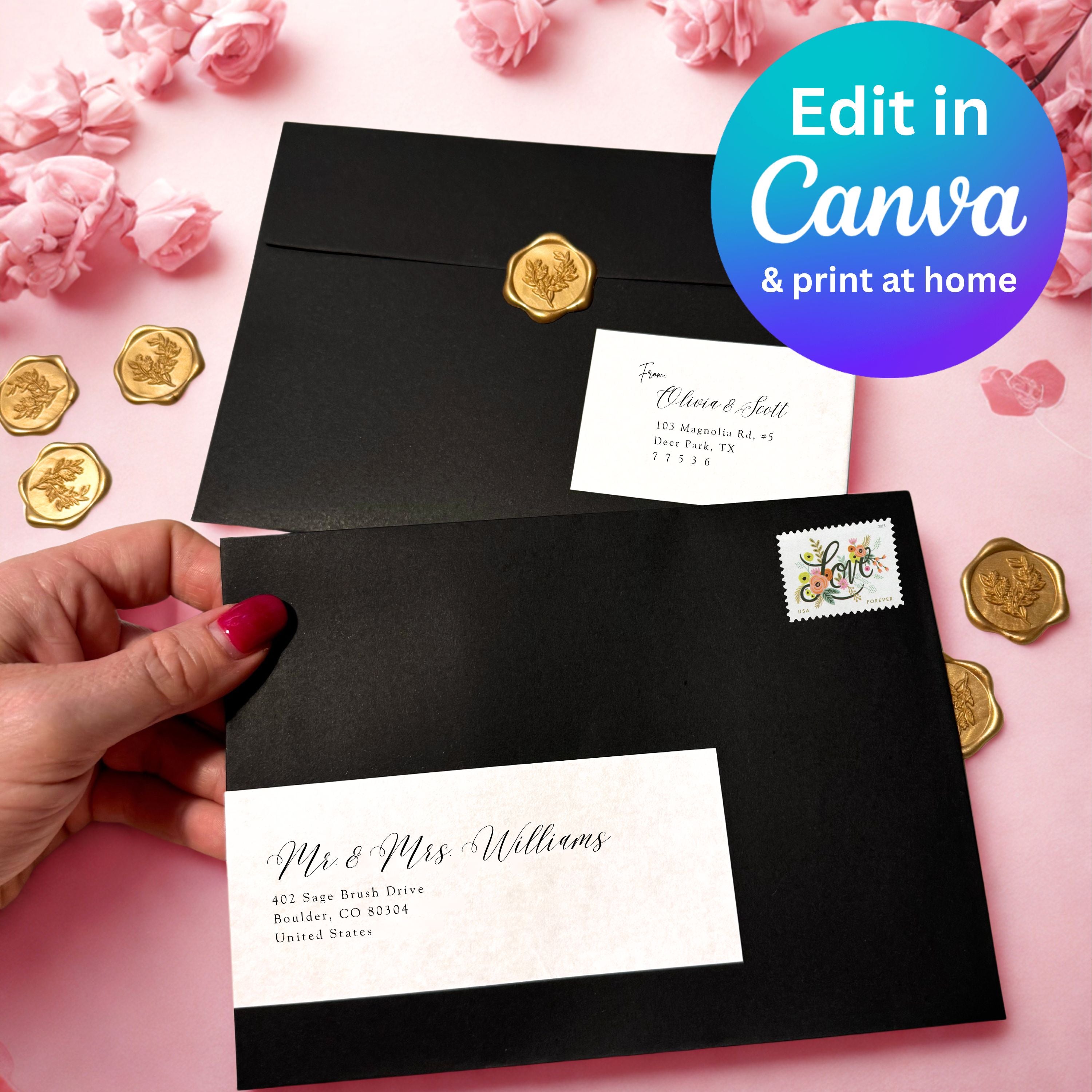 Calligraphy Address Labels Canva Template