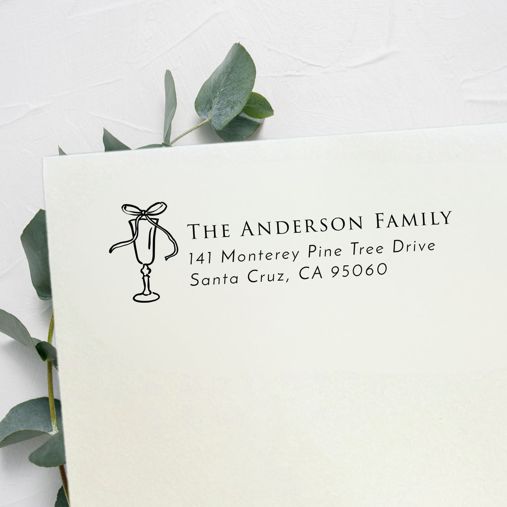 Dinner Party Glass Return Address Stamp