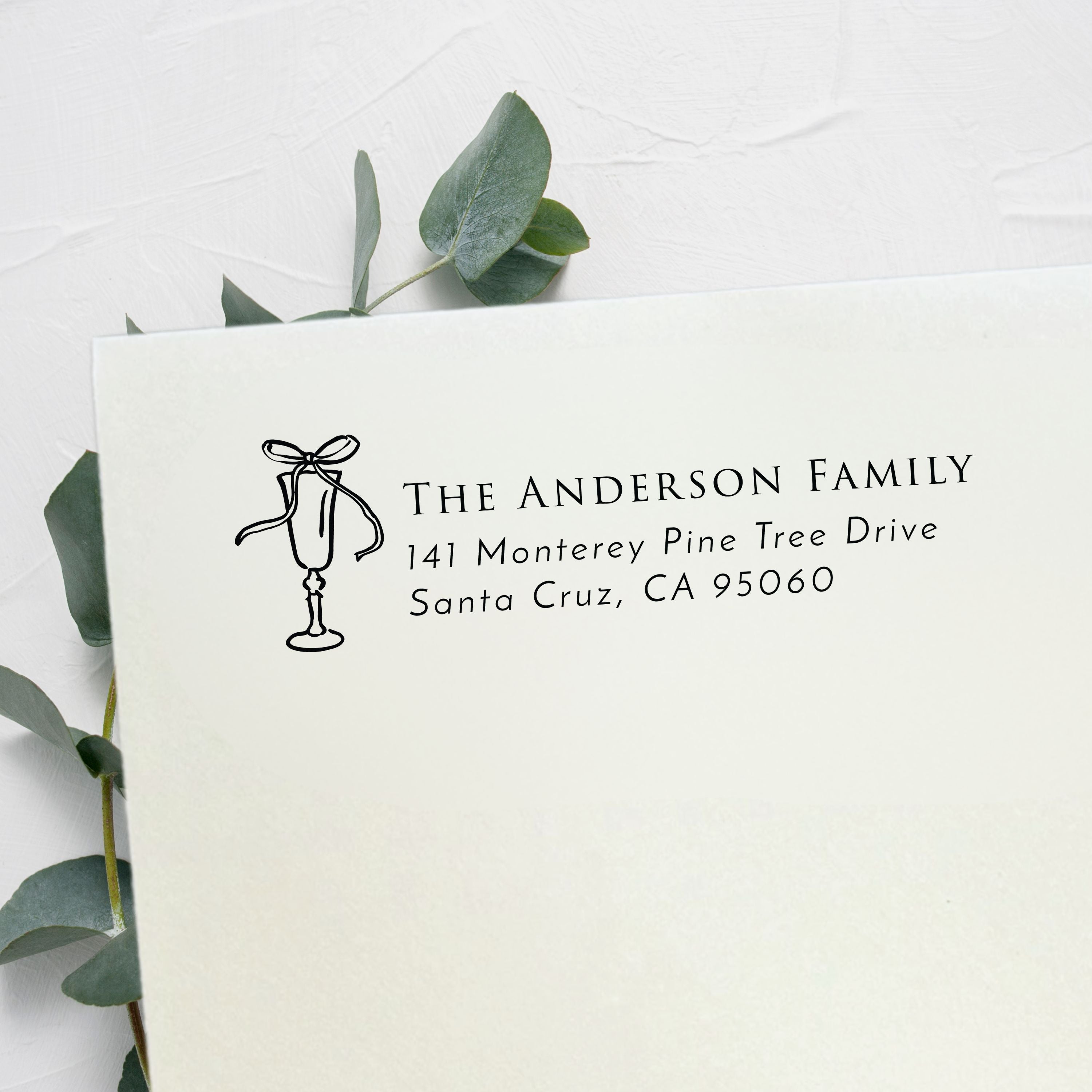 Dinner Party Glass Return Address Stamp