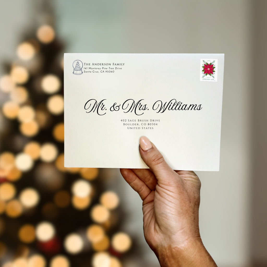Christmas Snowglobe Return Address Stamp v2