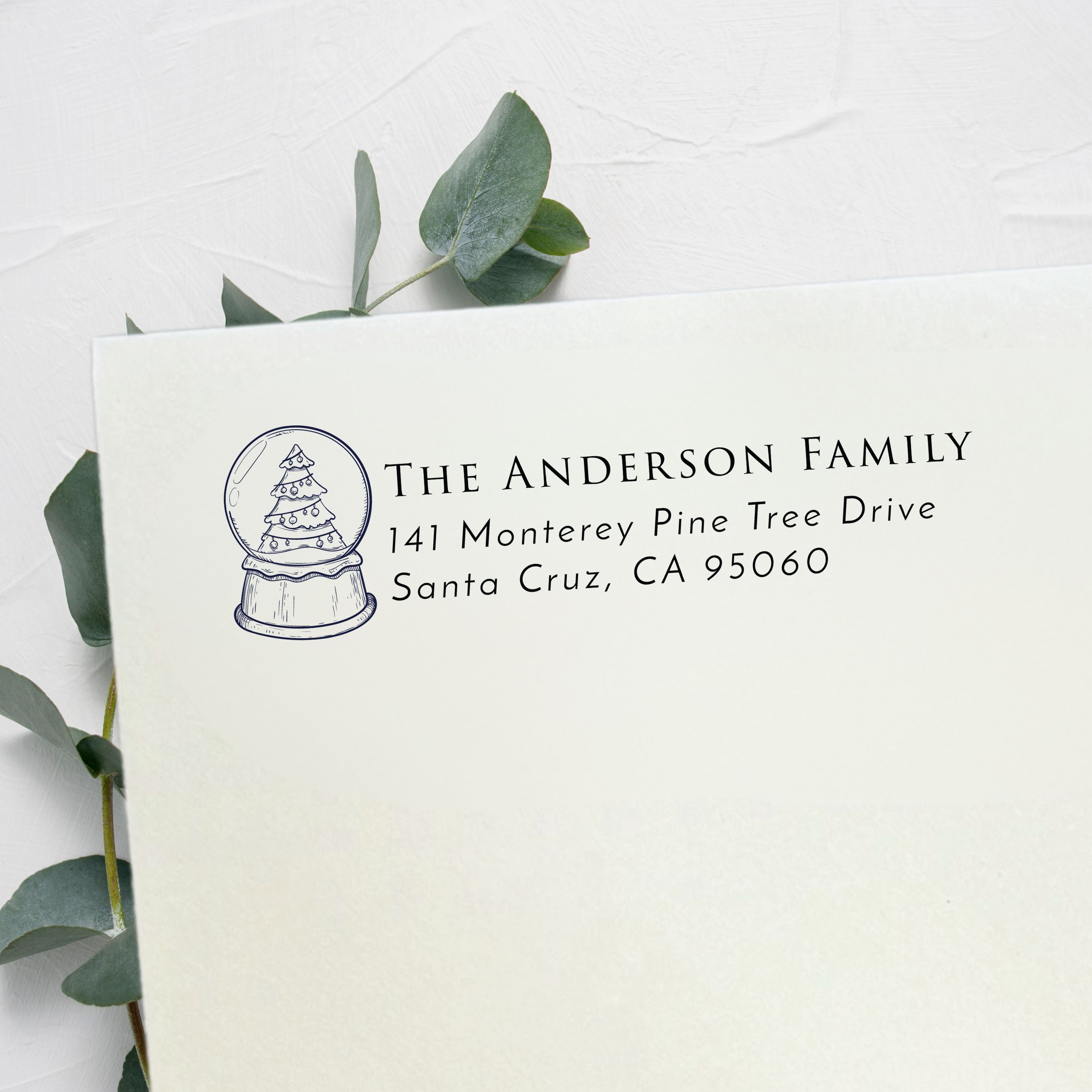 Christmas Snowglobe Return Address Stamp v2