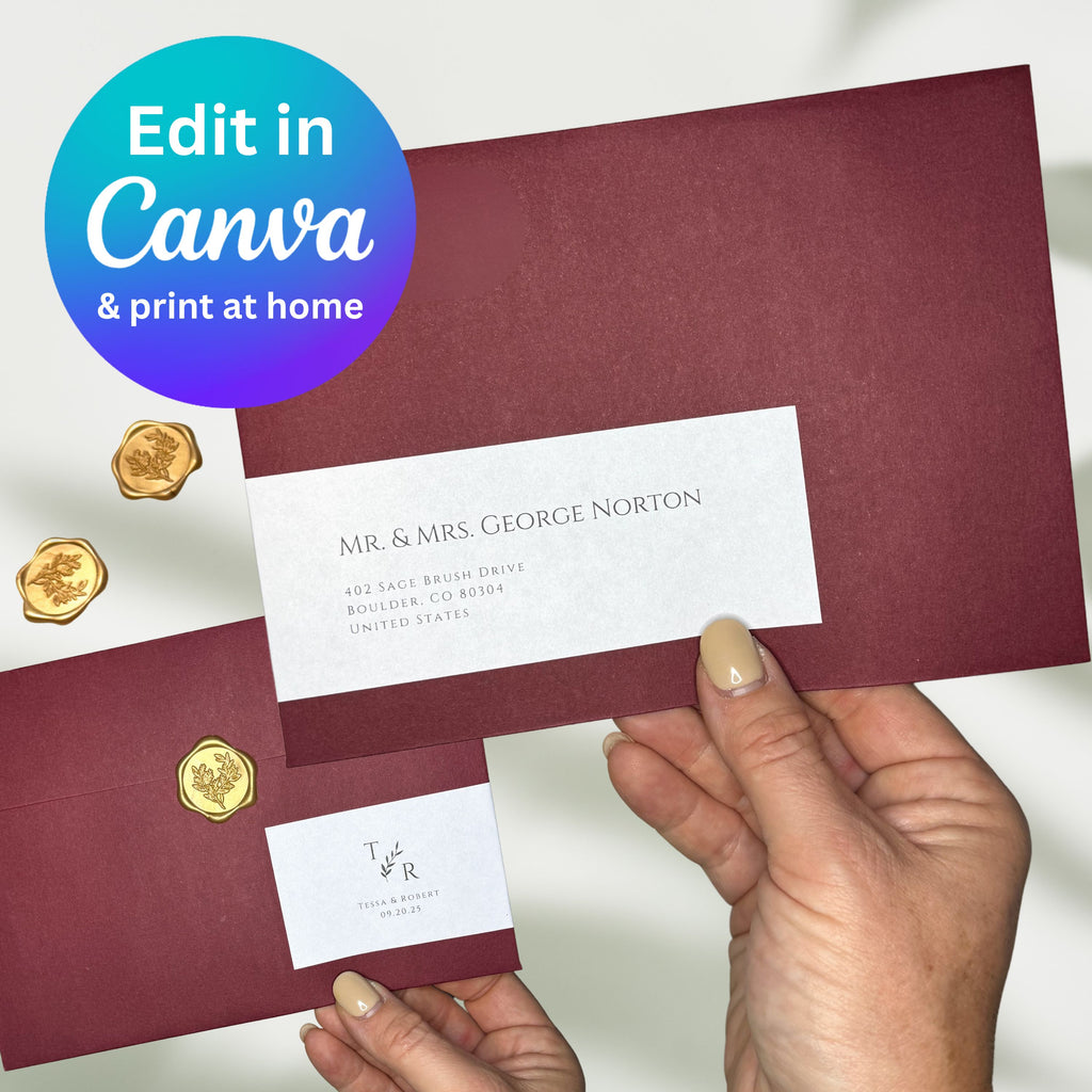 Monogram Address Labels Canva Template