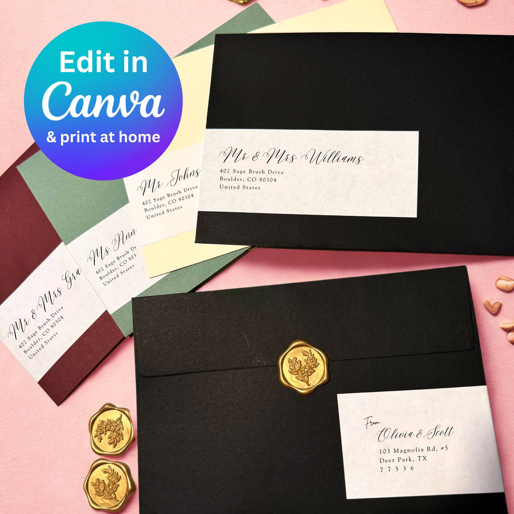 Calligraphy Address Labels Canva Template
