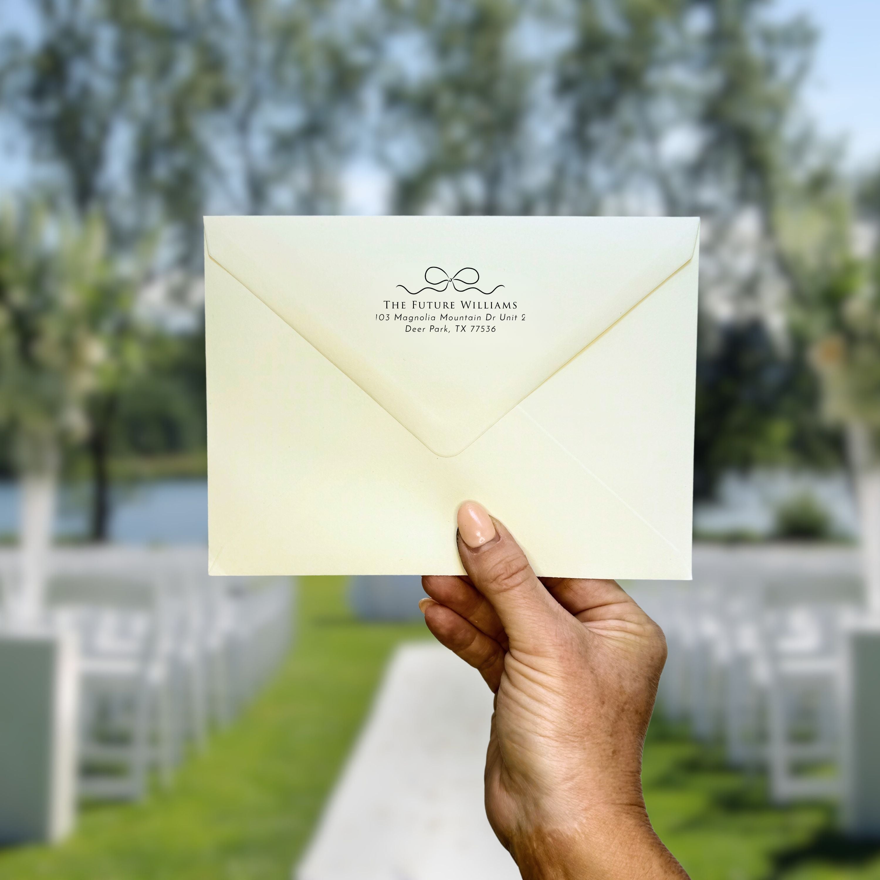 Elegant Bow Wedding Stamp