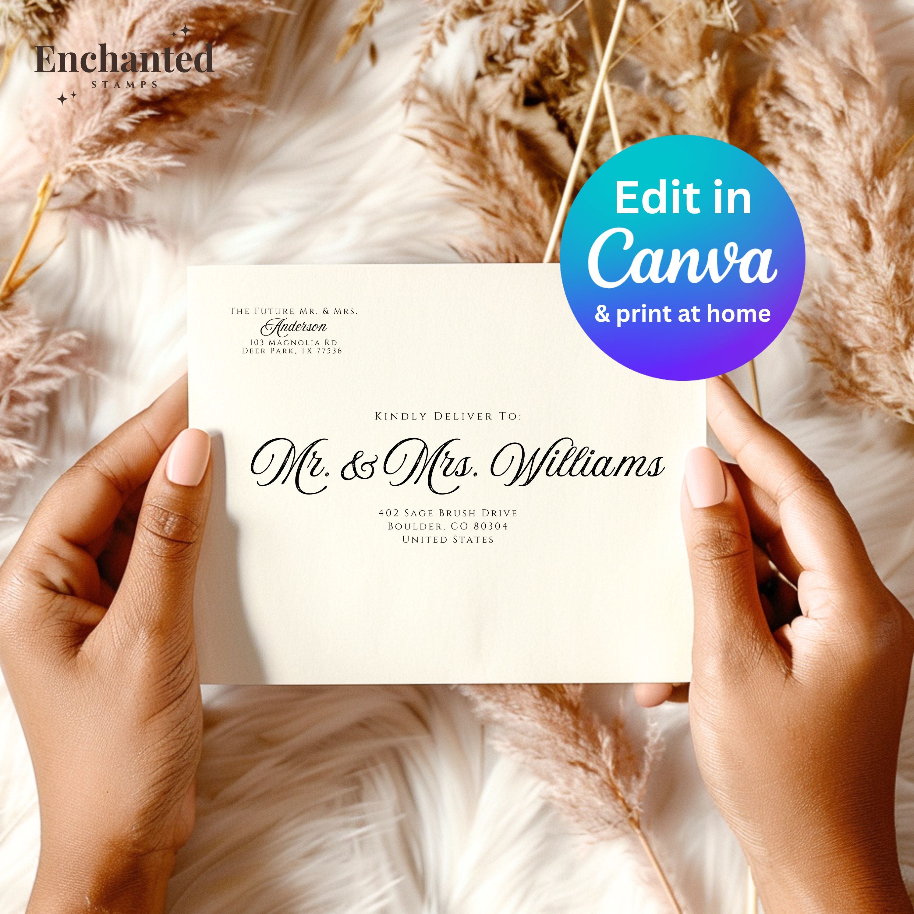 Romantic Envelope Canva Template (+ Bonus Christmas Card Version)