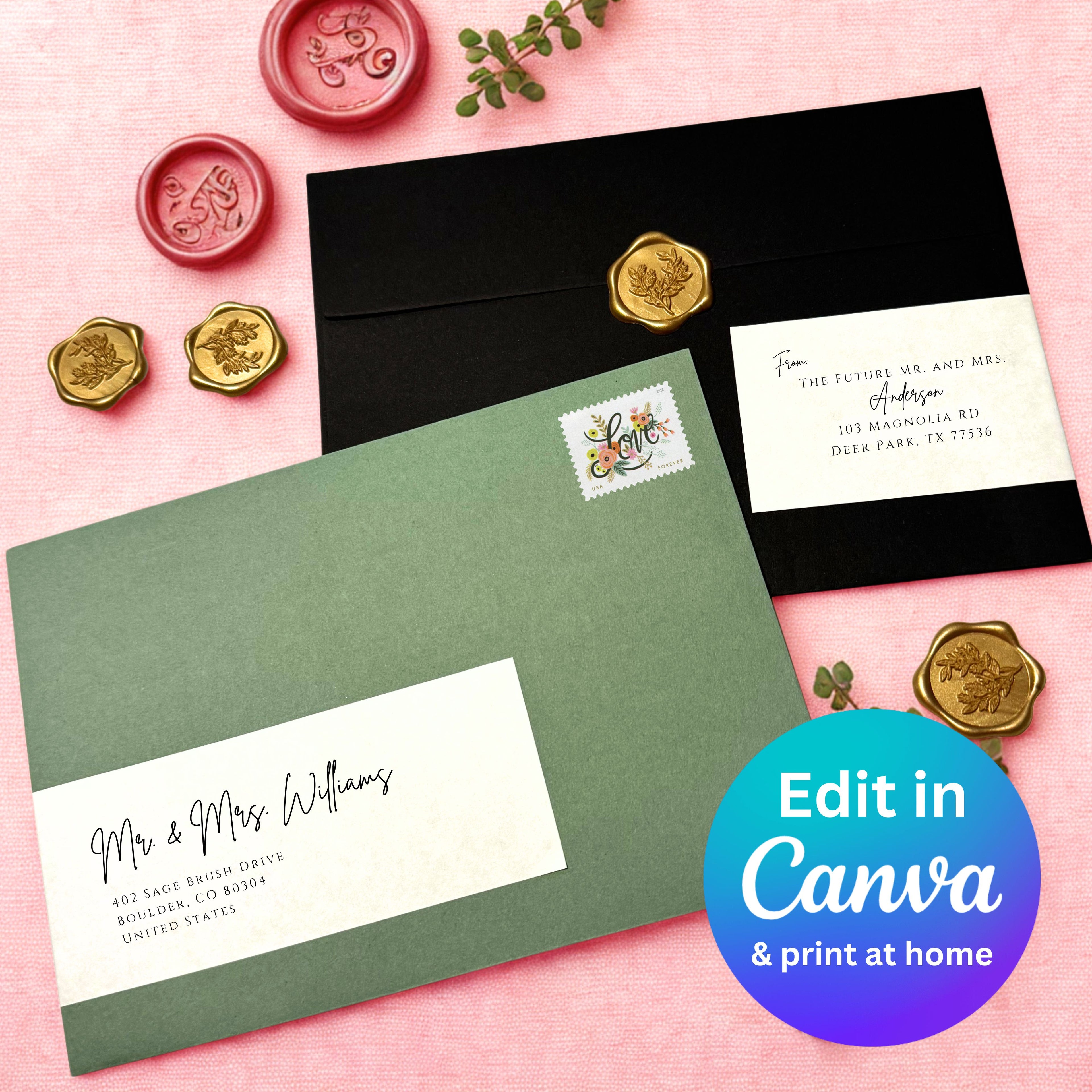 Romantic Address Labels Canva Template