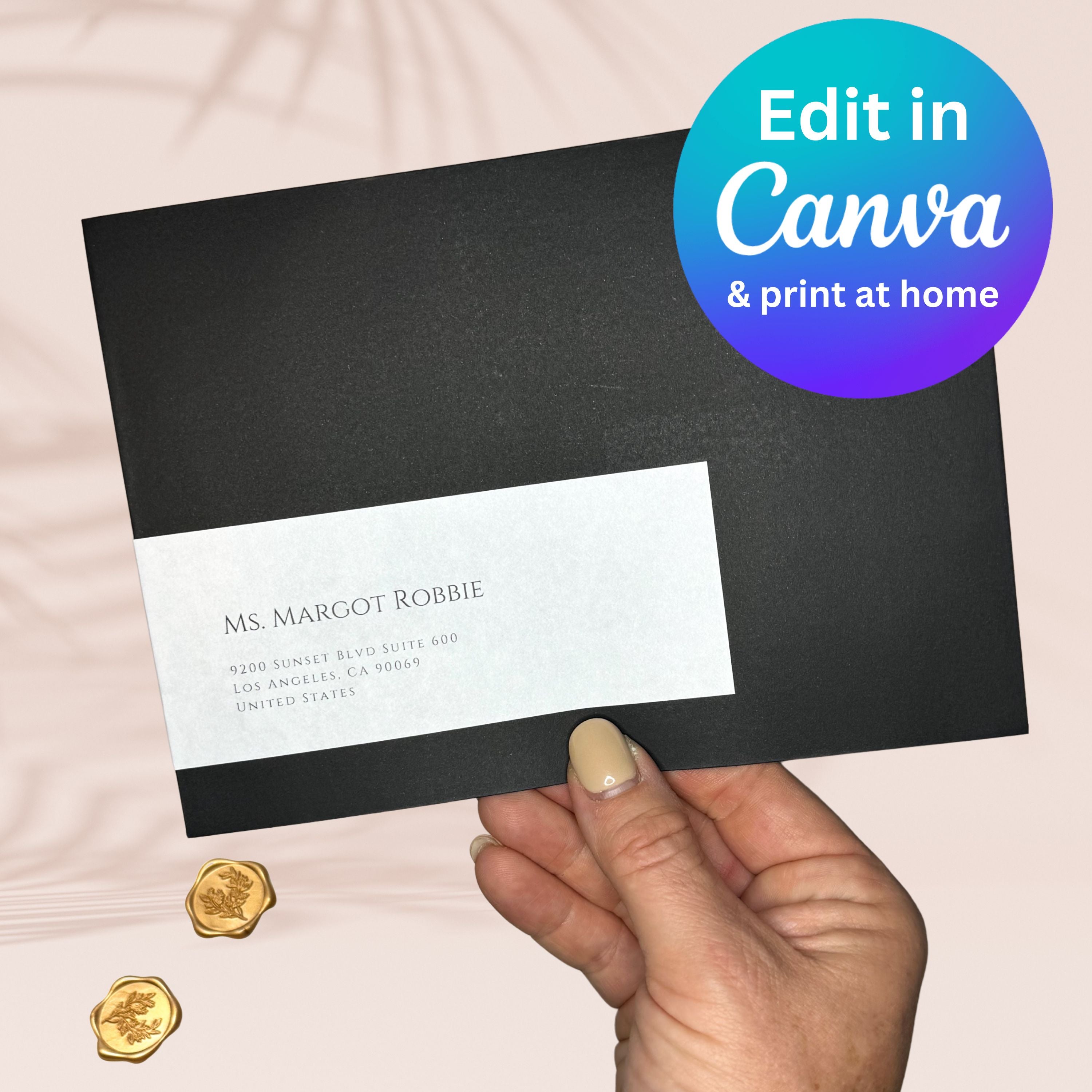 Monogram Address Labels Canva Template