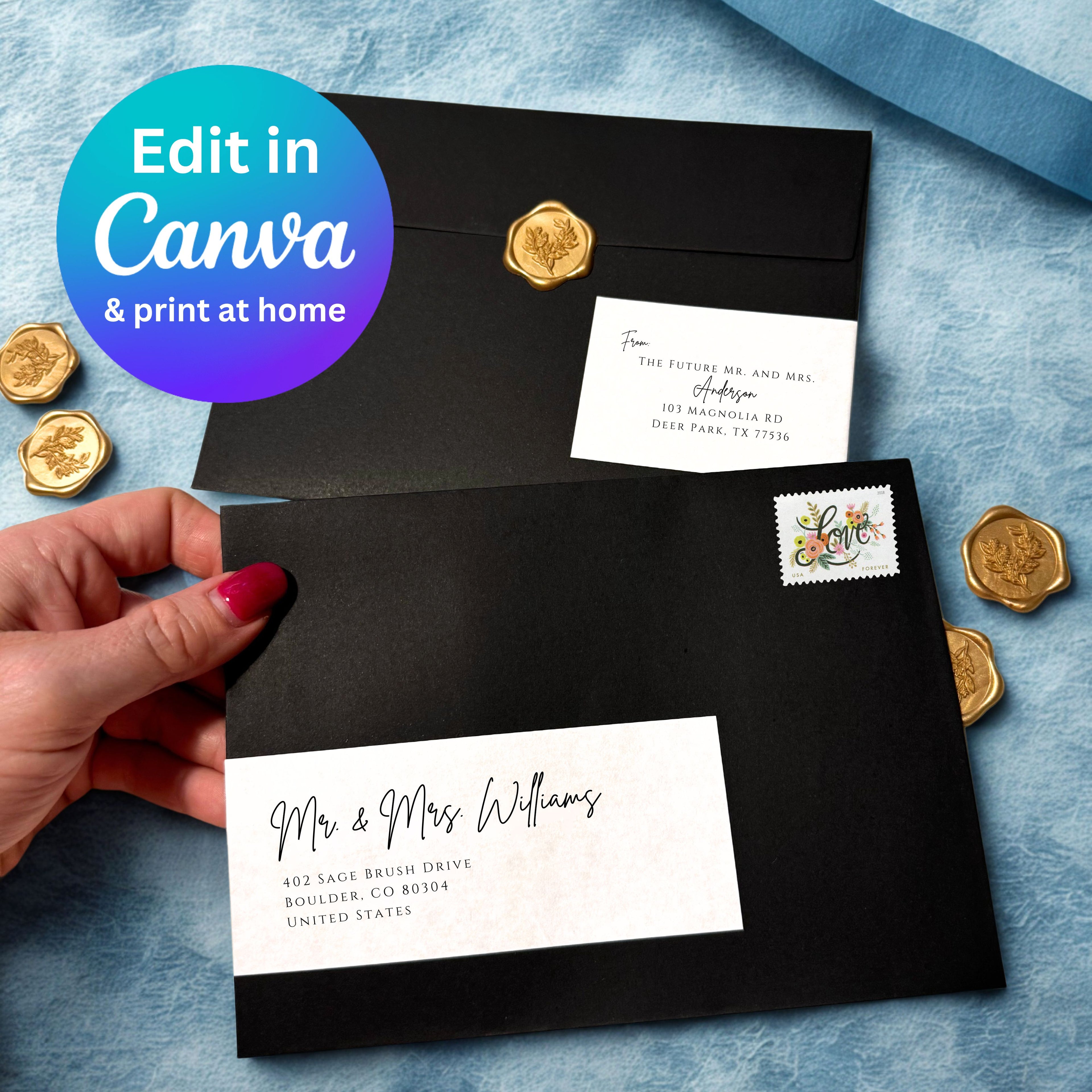 Romantic Address Labels Canva Template