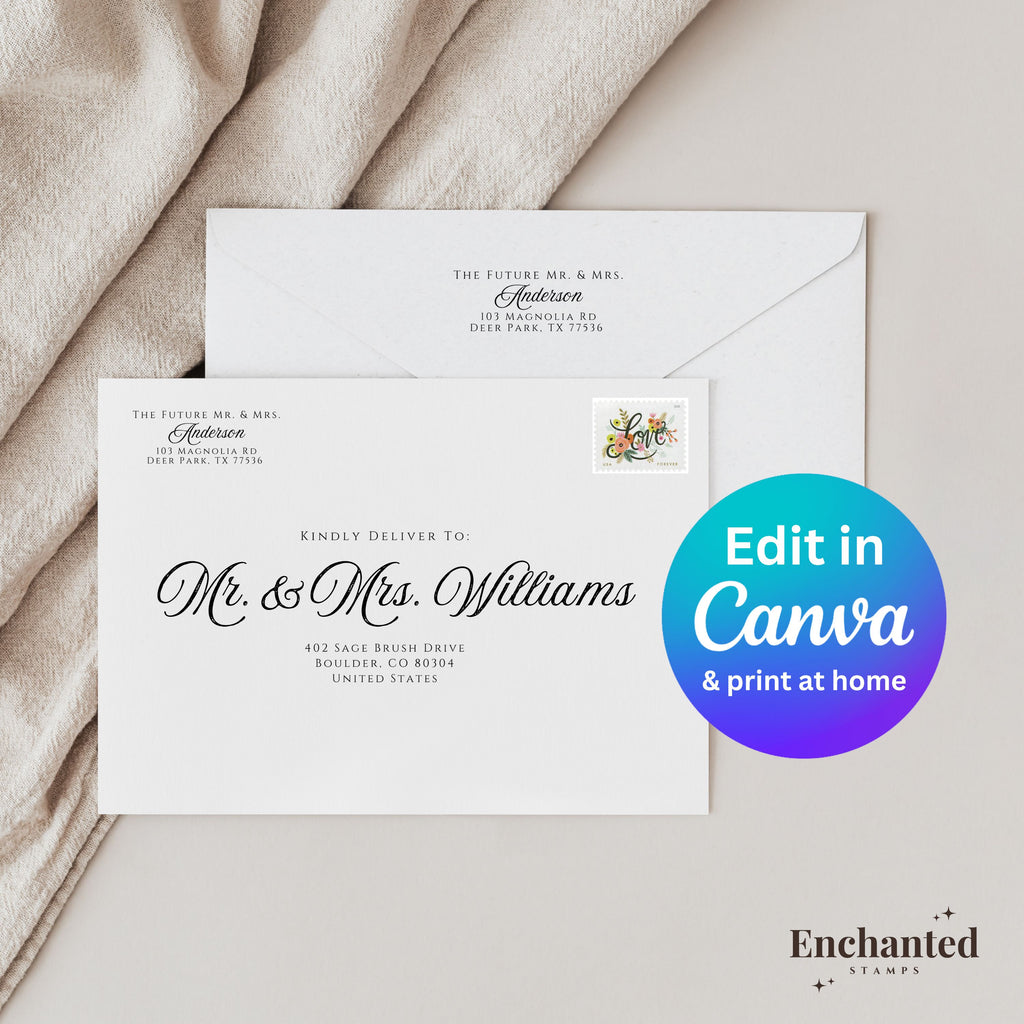 Romantic Envelope Canva Template (+ Bonus Christmas Card Version)
