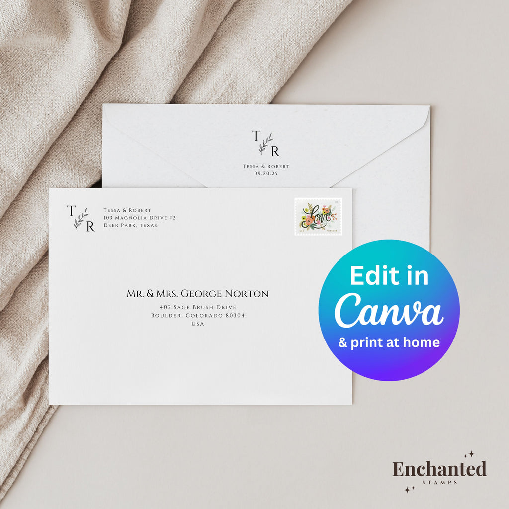 Monogram Envelope Canva Template