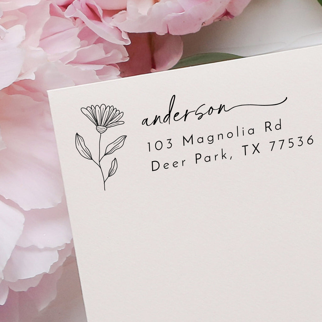 Flower Return Address Stamp v1