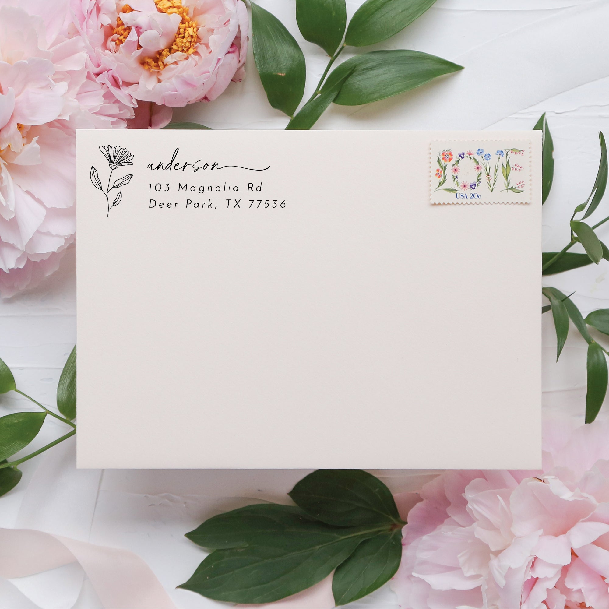 Flower Return Address Stamp v1