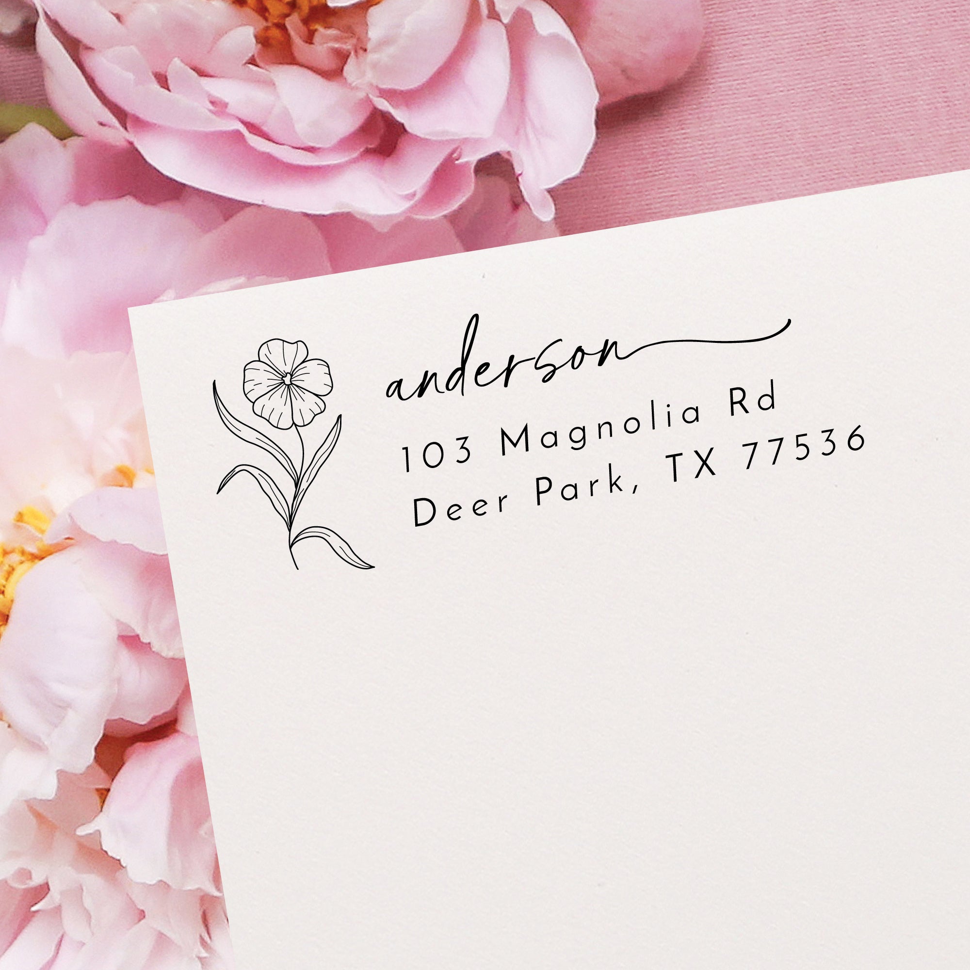 Flower Return Address Stamp v2