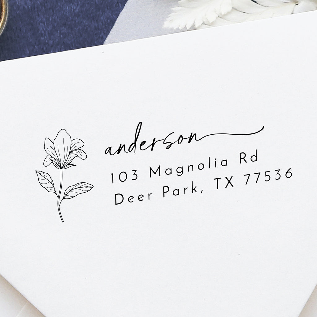 Flower Return Address Stamp v3