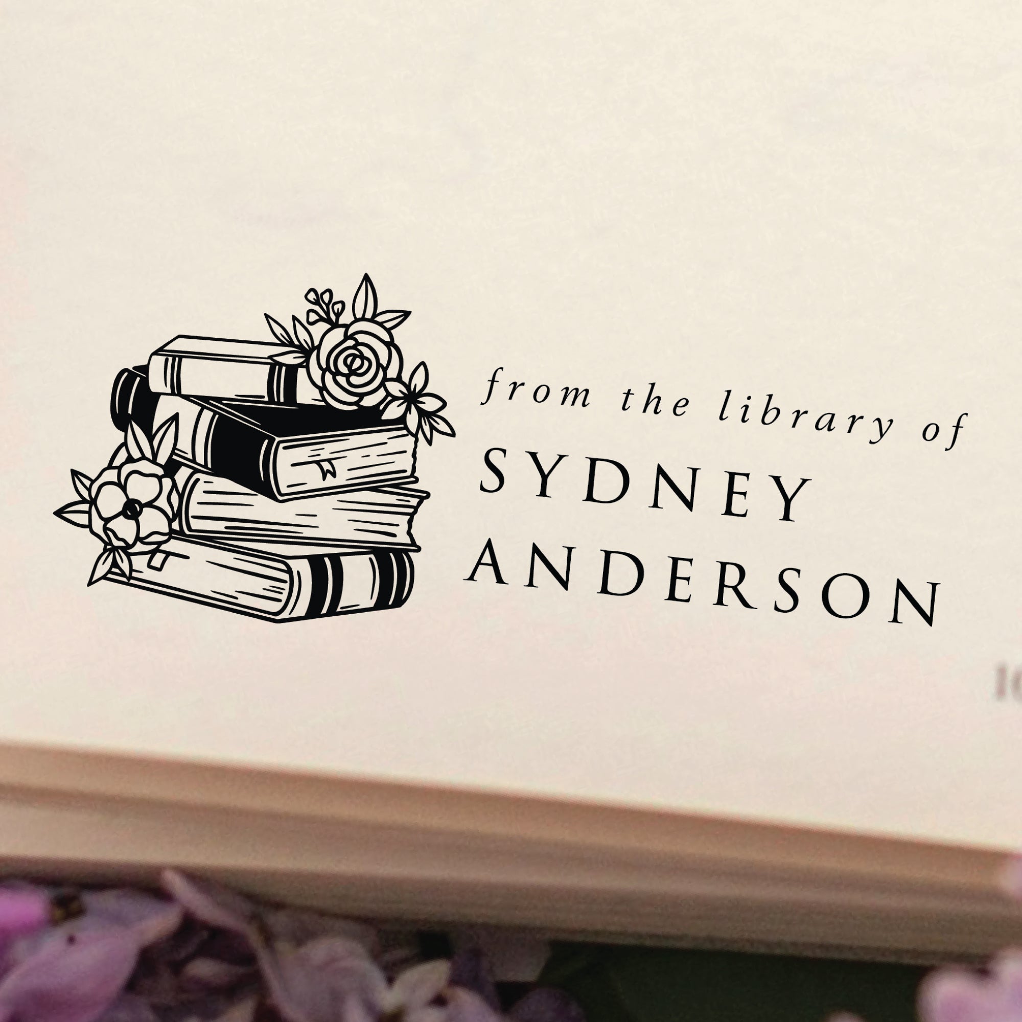 Books & Flowers Book Stamp