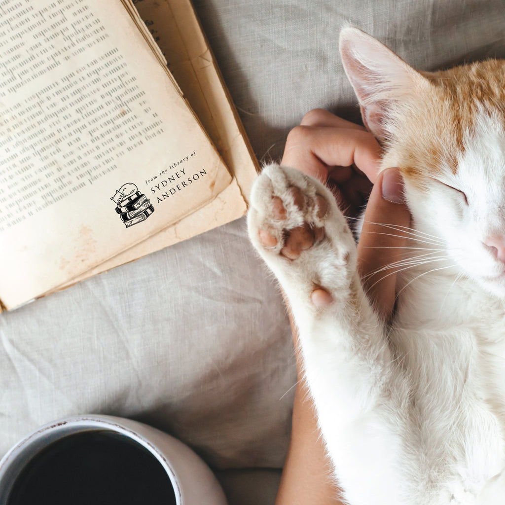 Sleepy Cat Book Stamp