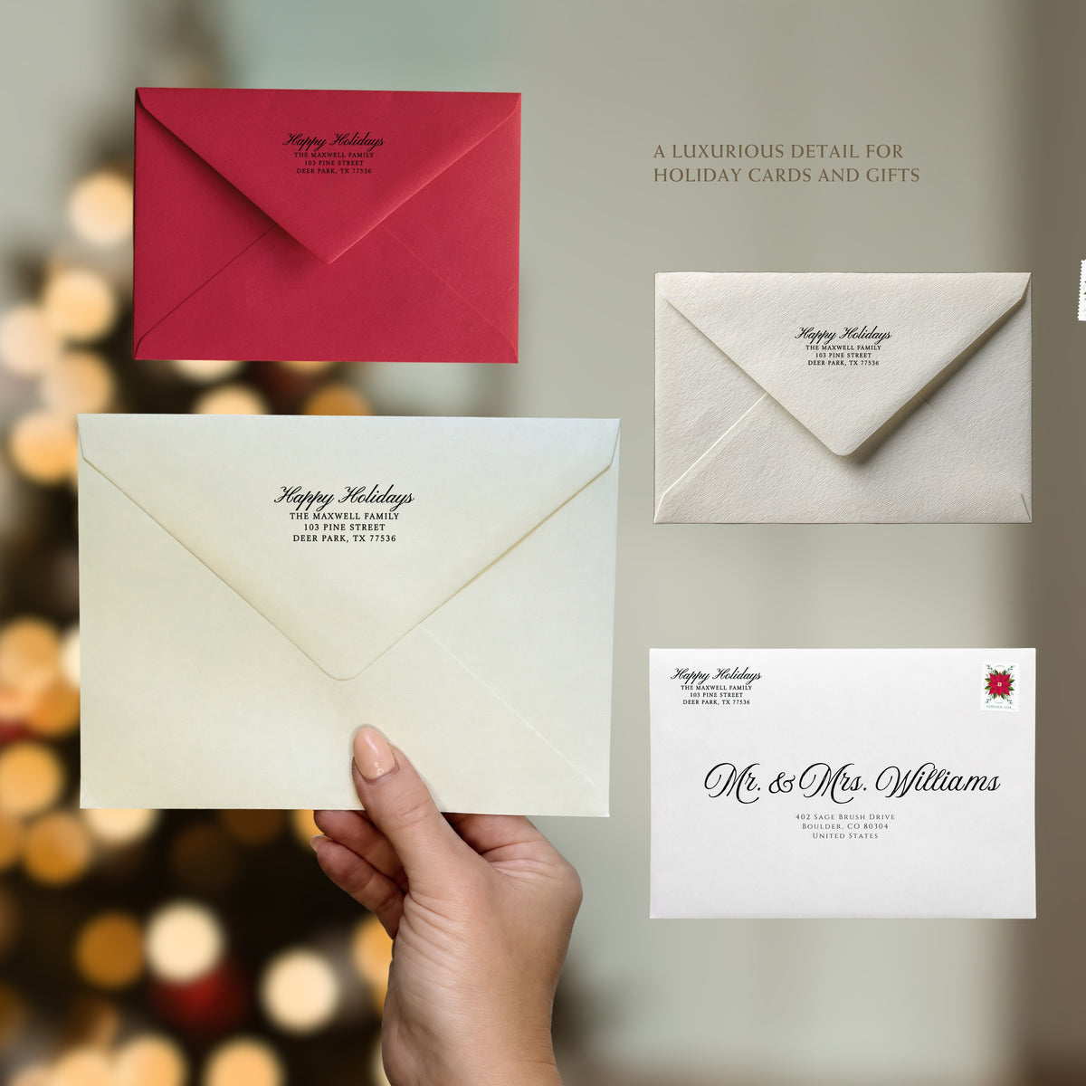 Happy Holidays Address Stamp
