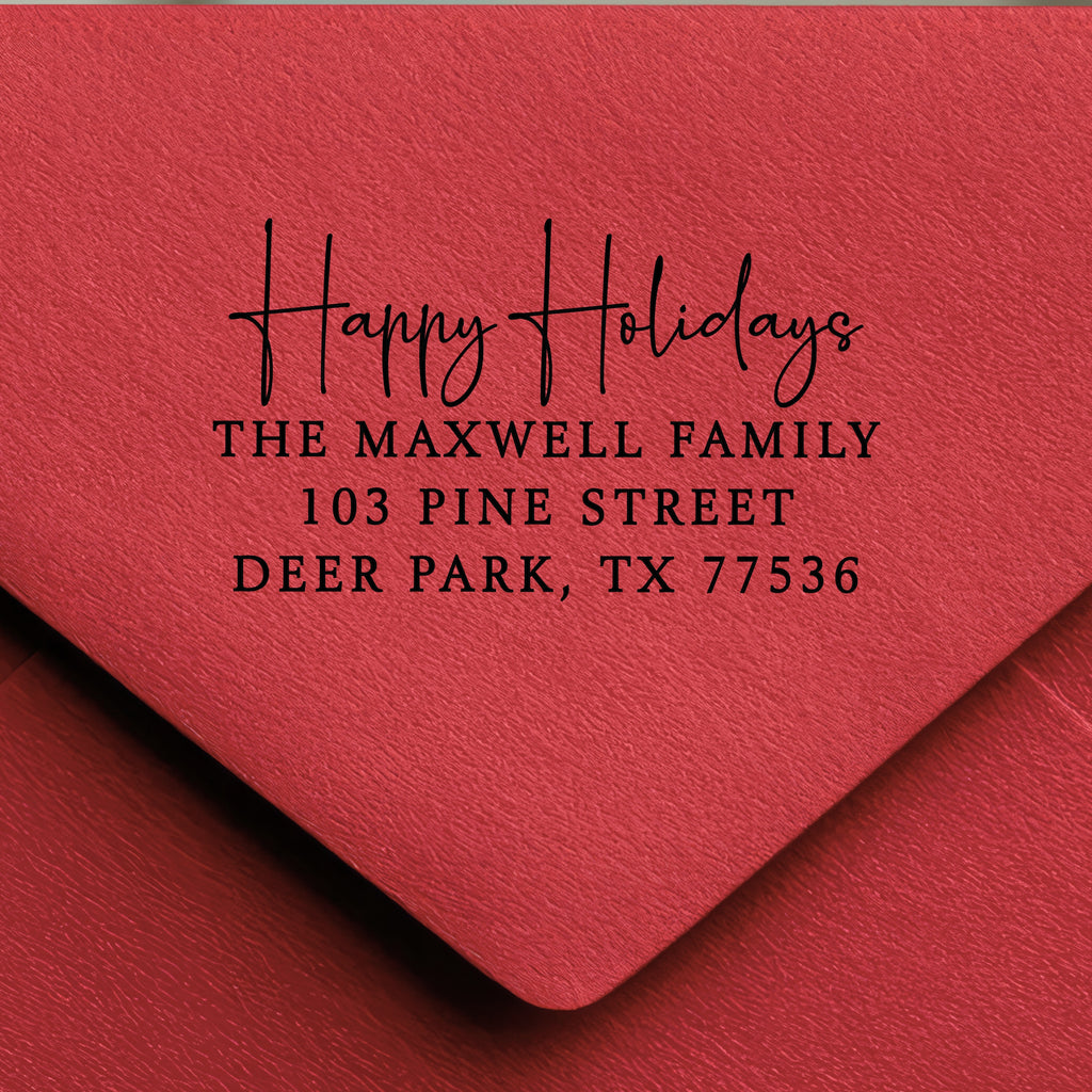 Happy Holidays Handwritten Address Stamp