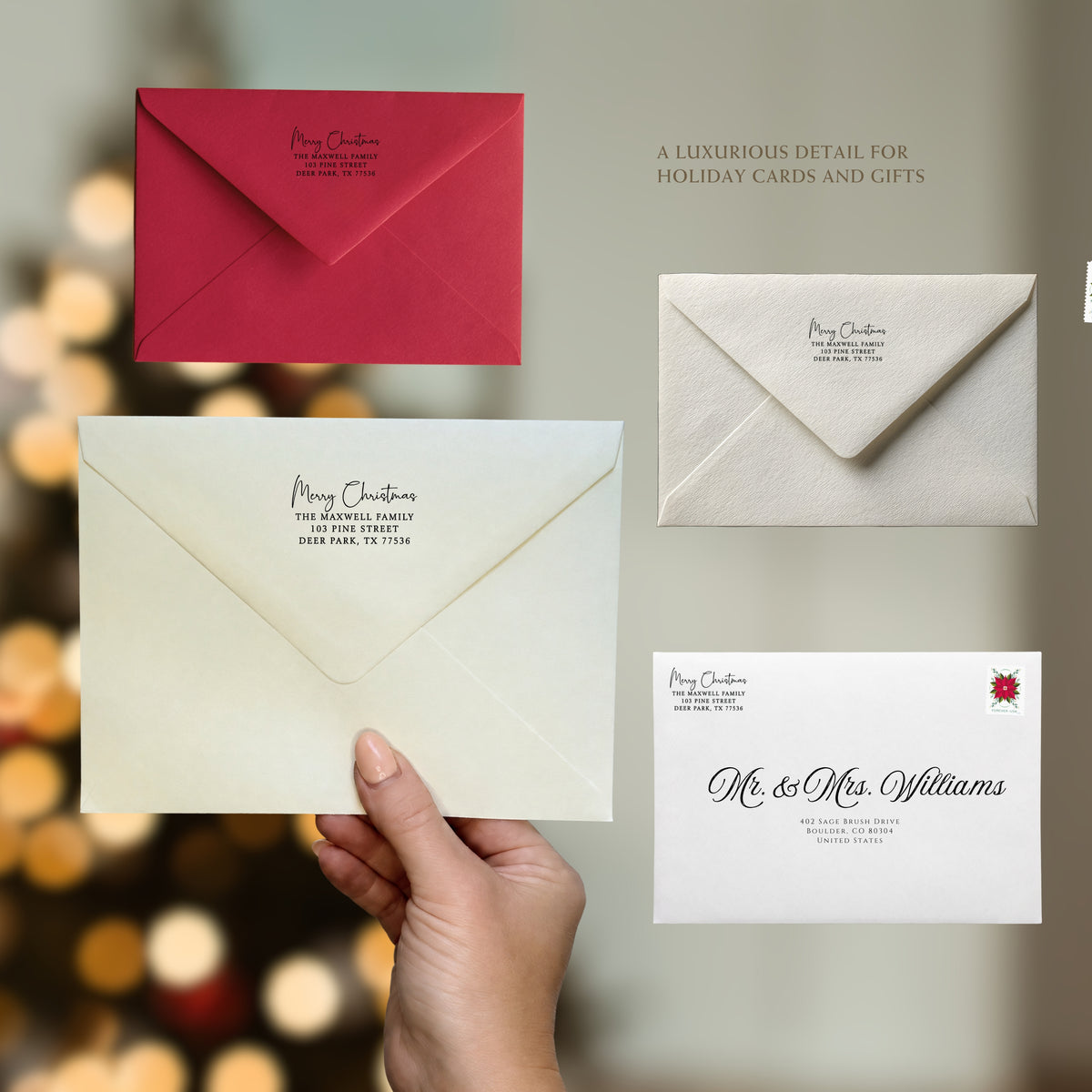 Merry Christmas Handwritten Address Stamp